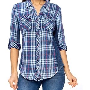 NWT plaid contrast top